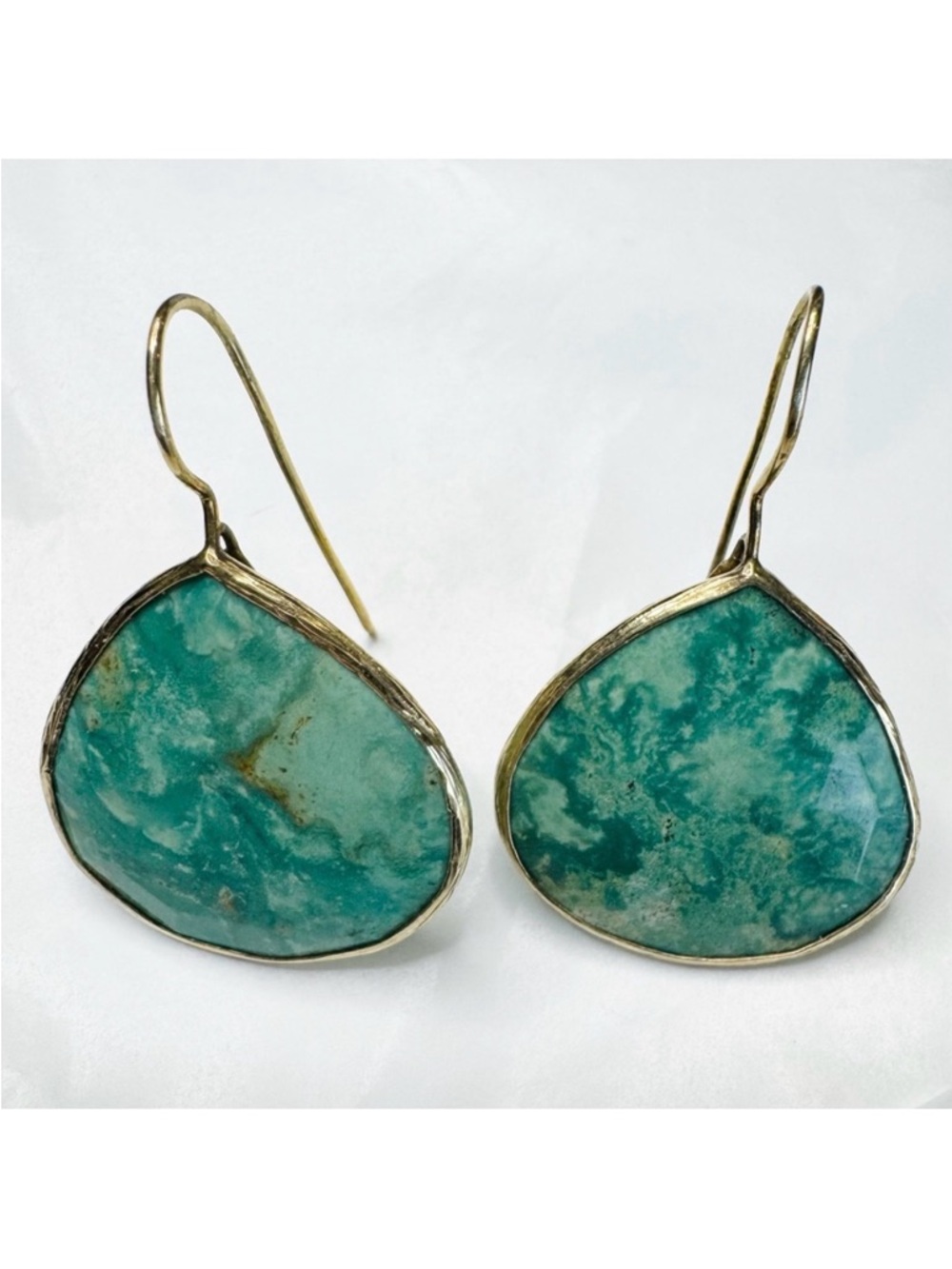 Turquoise Teardrop Vermeil Gold French Hook Earrings
